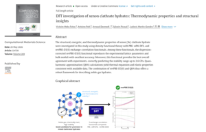 V. Meko Fotso, A. Patt, A. Desmedt, S. Picaud, L. Martin-Gondre. DFT investigation of xenon clathrate hydrates: Thermodynamic properties and structural insights (2026) Computational Materials Science 269 114728 [doi: 10.1016/j.commatsci.2026.114728]